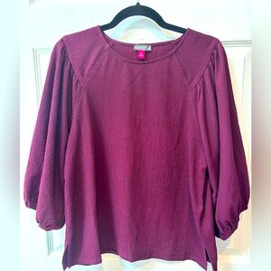 Vince Camuto Burgundy Puff-Sleeve Top (Medium)